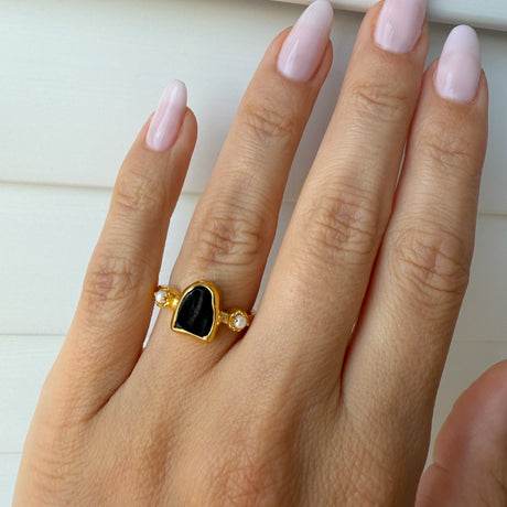 Black Obsidian Pearl Ring - Keepsake