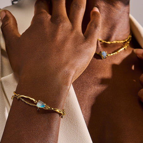 Raw Crystal Bracelet - Flow Labradorite