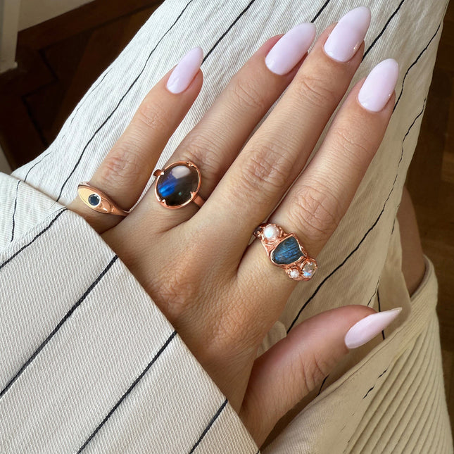 Labradorite Pearl Ring - Heirloom – Moon Magic