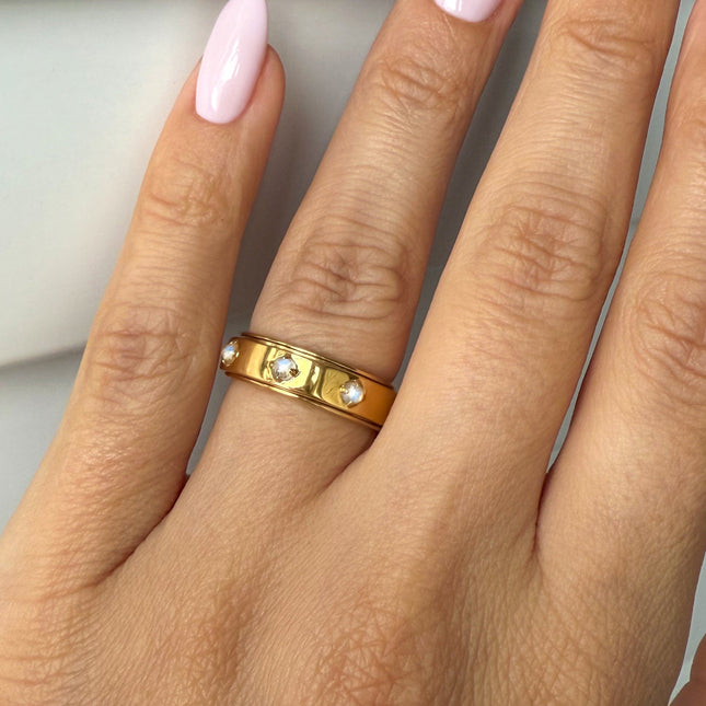 Moonstone Fidget Ring - Rooted Rotation – Moon Magic