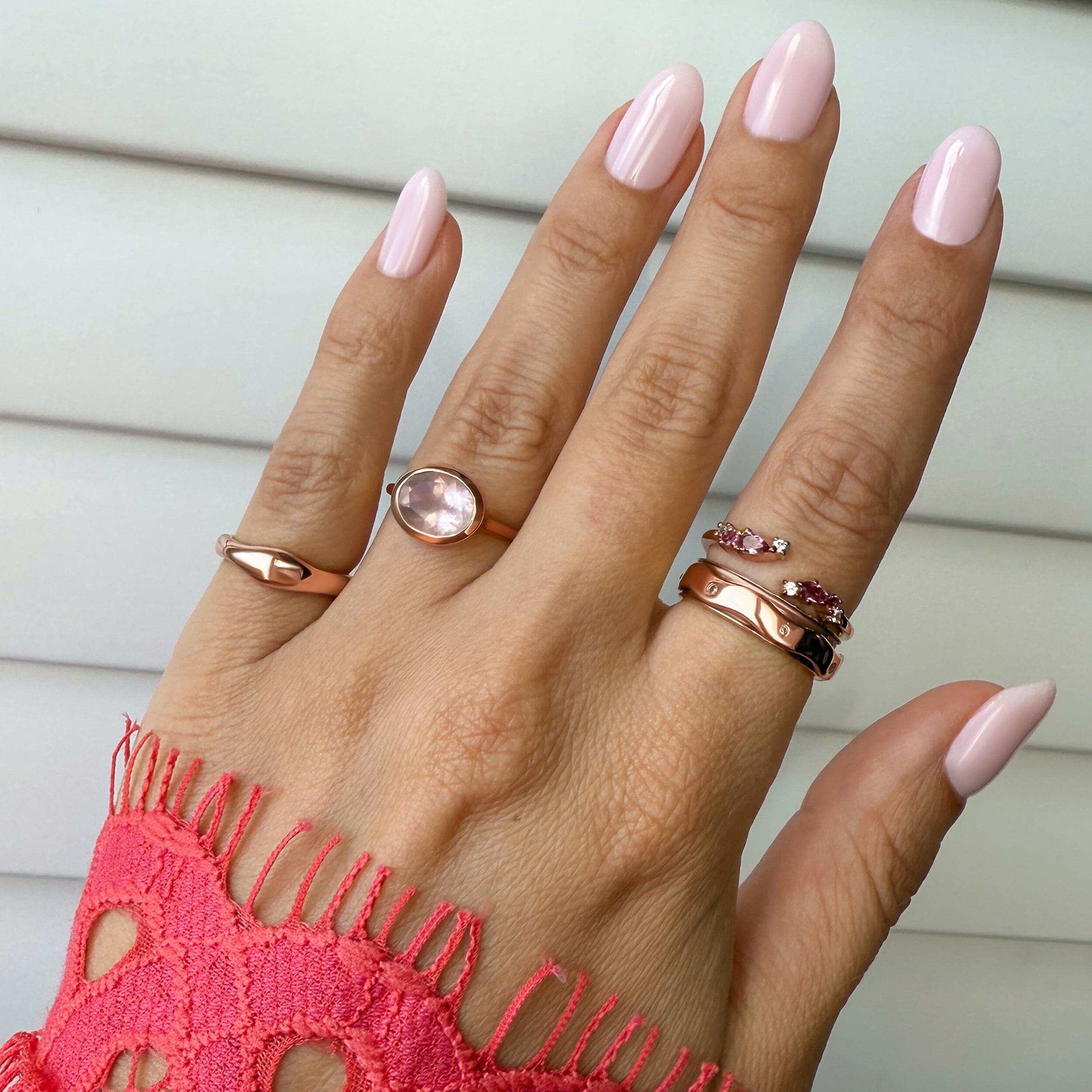 Adjustable Pink Tourmaline Ring Flourish - October Birthstone