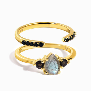 Black Obsidian Labradorite Ring - Lania – Moon Magic