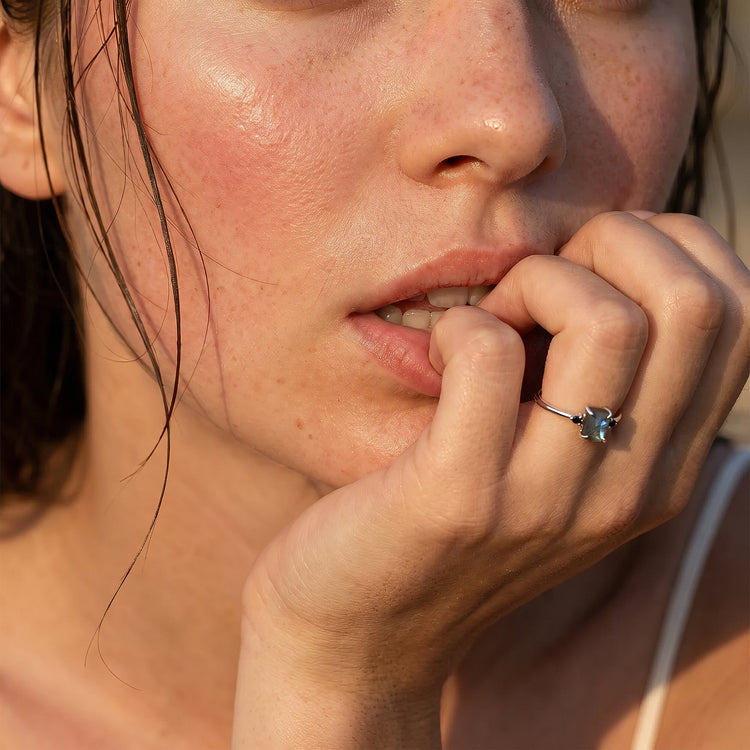 Labradorite Black Onyx Ring - Petite Allure – Moon Magic