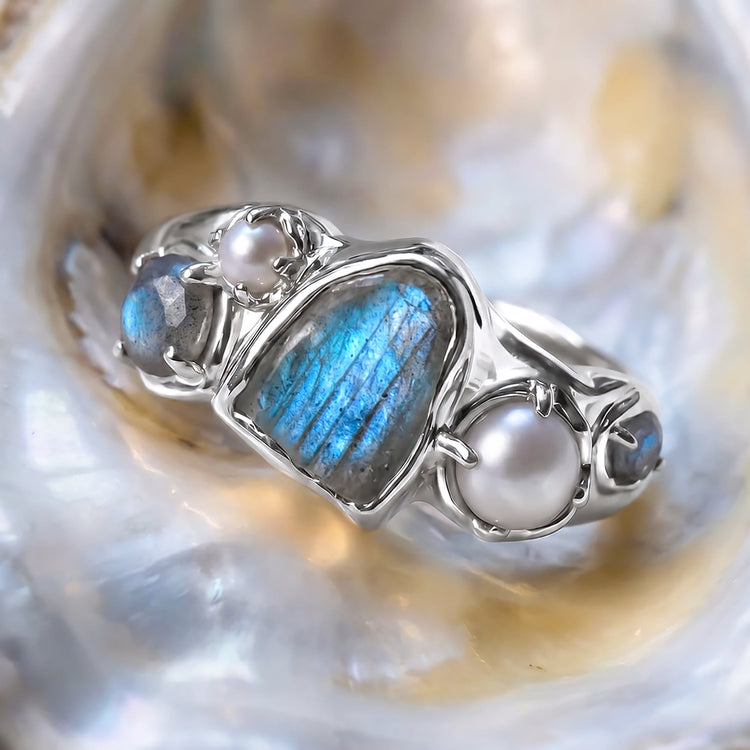 Labradorite Pearl Ring - Heirloom – Moon Magic