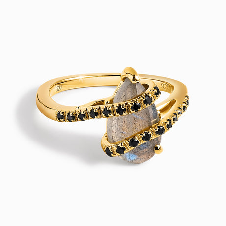 Labradorite Black Spinel Ring - Bypass