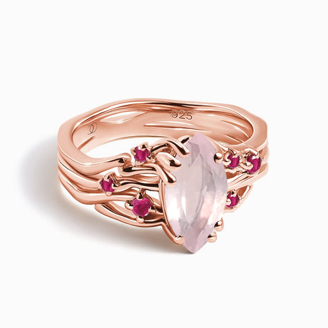 Rose Quartz Ruby Ring - Radiance