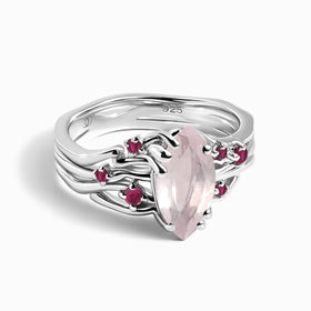 Rose Quartz Ruby Ring - Radiance