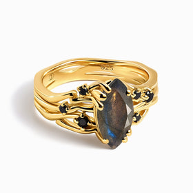 Labradorite Black Spinel Ring - Radiance