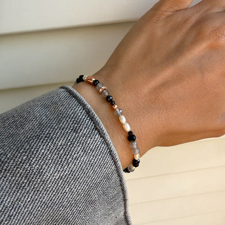 Labradorite Black Obsidian Beads Bracelet - Soft Armor