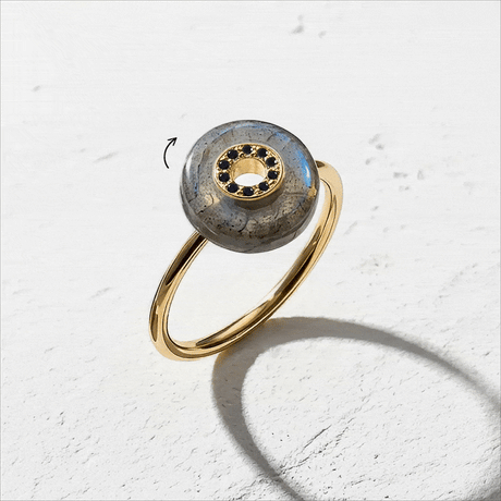 Labradorite Black Spinel Fidget Ring - Liora