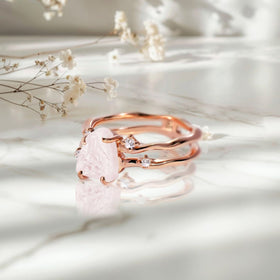 Raw Crystal Ring - Flow Rose Quartz