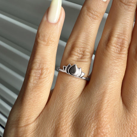 Silver Stacking Ring - Mini Lotus