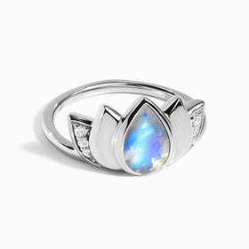 Moonstone Ring - Divine Lotus