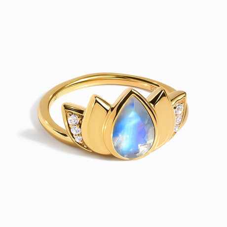 Moonstone Ring - Divine Lotus
