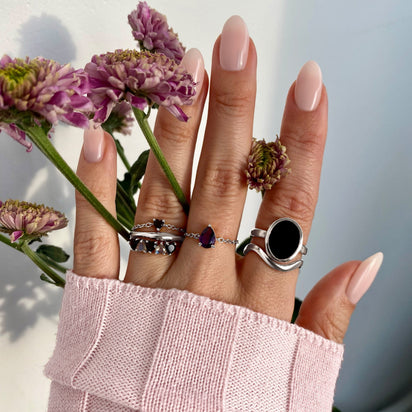 Black Obsidian Adjustable Chain Ring - Love – Moon Magic