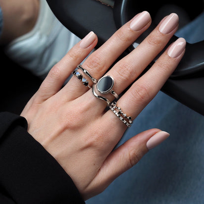 Black Obsidian Labradorite Ring - Crush – Moon Magic