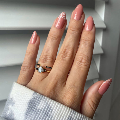 Black Obsidian Labradorite Lania Ring & Black Spinel Twinkling Band