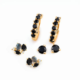 Black Onyx Hoop Earring Set - High Vibe Trio