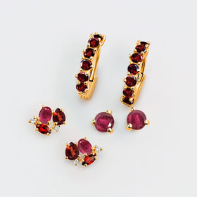 Ruby & Garnet Hoop Earring Set - High Vibe Trio