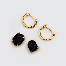 Black Obsidian Hoop Earring Set - Pure Power