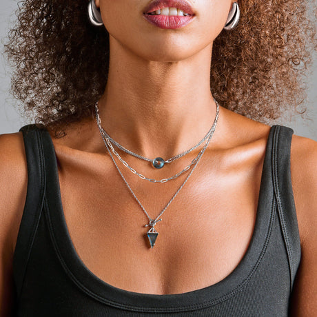 Labradorite Heroine T-Lock & Oura Necklaces & Widelink Chain