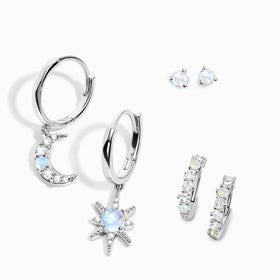 Moonstone Celestial Being Hoops & Round Studs & Bonny Hoops