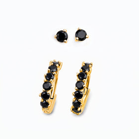 Black Onyx Bonny Hoops & Round Studs