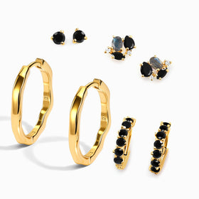 Black Onyx Hoop Earring Set - High Vibe Collection