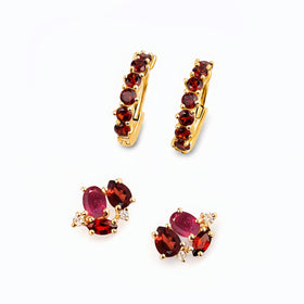 Garnet Bonny Hoops & Orion Earrings