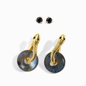 Labradorite Serpent Earrings & Round Studs