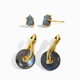 Labradorite Serpent Earrings & Celestial Earrings