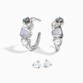 Moonstone Pearl Heirloom Hoops & Round Studs