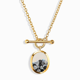Black Obsidian Labradorite T-Lock Necklace - Halo of Calm