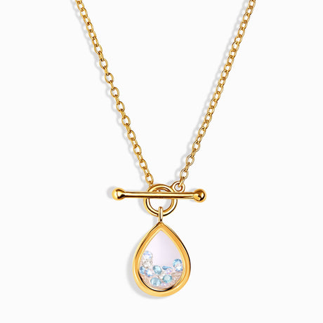 Moonstone Aquamarine T-Lock Necklace - Gem Glide
