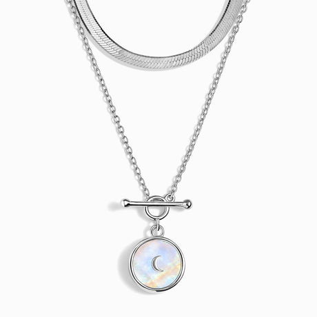 Moonstone T-Lock Necklace - Dream & Necklace - Herringbone Chain