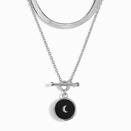 Black Obsidian T-Lock Necklace - Dream & Necklace - Herringbone Chain