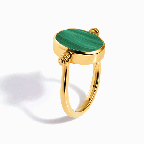 Black Onyx Malachite Fidget Ring - Spinning Enfolded