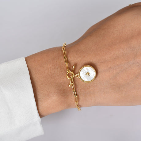 Mother Of Pearl Widelink T-Lock Bracelet - Sol