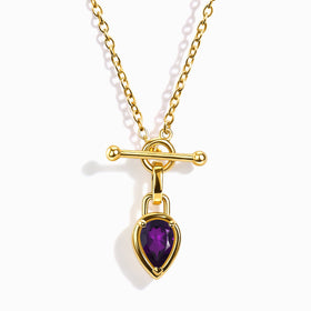 Amethyst T-Lock Necklace - February Birthstone