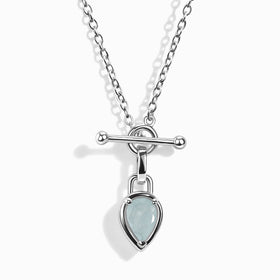 Aquamarine T-Lock Necklace - March Birthstone