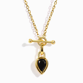 Black Onyx T-Lock Necklace - December Birthstone