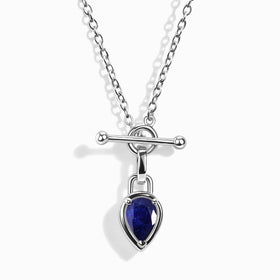 Blue Sapphire T-Lock Necklace - September Birthstone