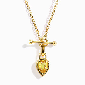 Citrine T-Lock Necklace - November Birthstone