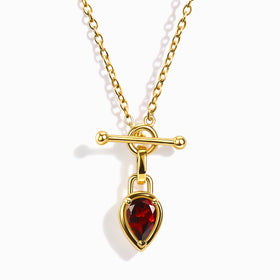 Garnet T-Lock Necklace - January Birthstone