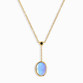 Moonstone Black Obsidian Necklace - Enfolded Guardian