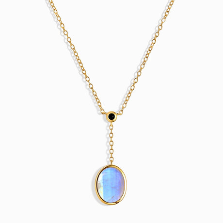 Moonstone Black Obsidian Necklace - Enfolded Guardian