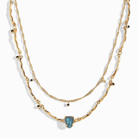 Raw Crystal Necklace - Flowing Labradorite