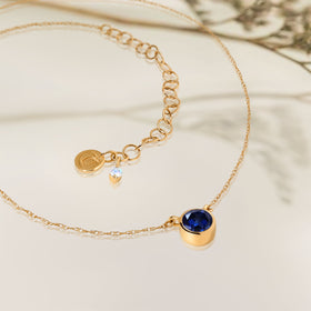 Blue Sapphire Necklace - Solitaire