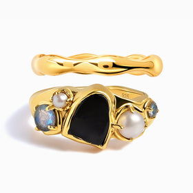 Black Obsidian Heirloom & Magma Rings
