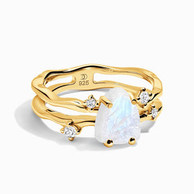 Moonstone Lab Diamond Ring - Flow